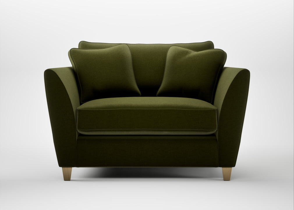 Torino Loveseat Cotton Velvet Evergreen / Natural