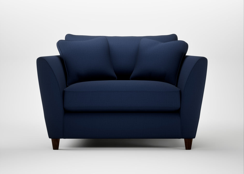 Torino Loveseat Smart Cotton Linen Indigo / Walnut Stained