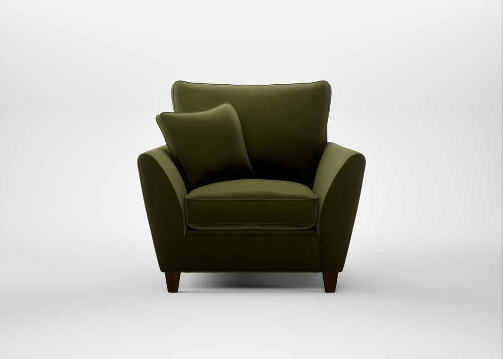 Torino Armchair Cotton Velvet Evergreen / Walnut Stained