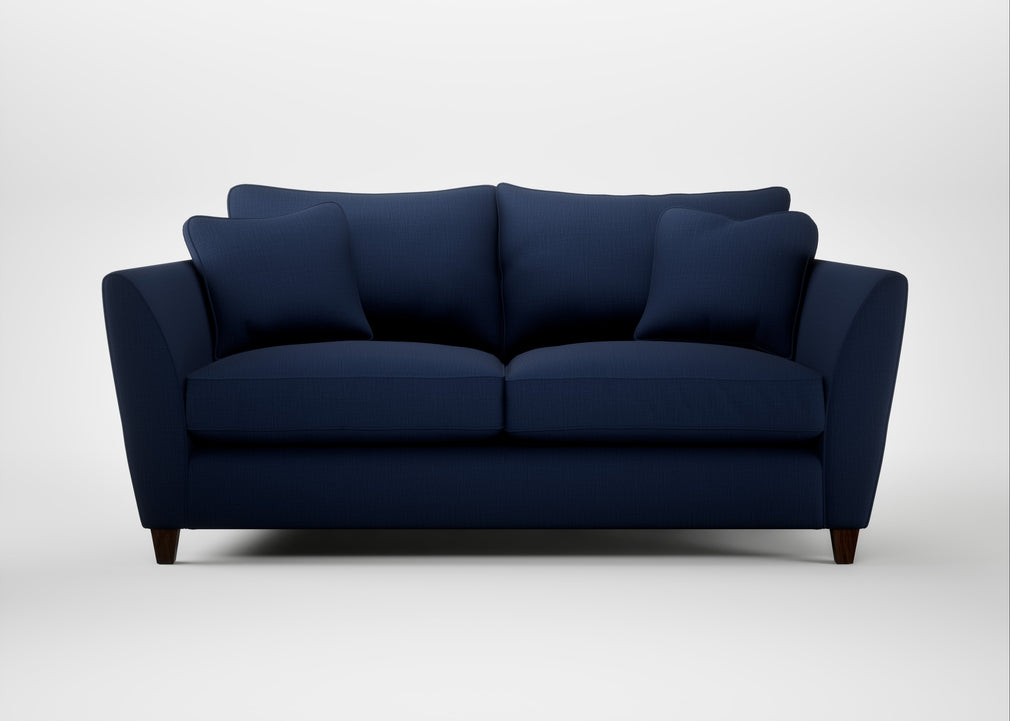 Torino 3 Seater Sofa Smart Cotton Linen Indigo / Walnut Stained