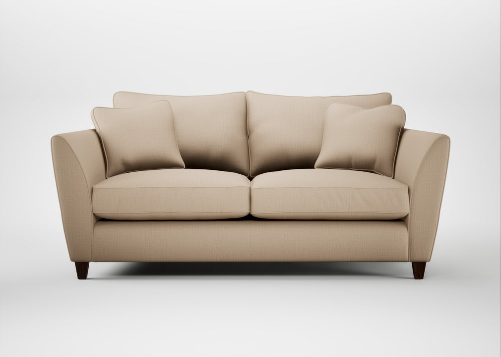 Torino 3 Seater Sofa Smart Cotton Linen Rice / Walnut Stained