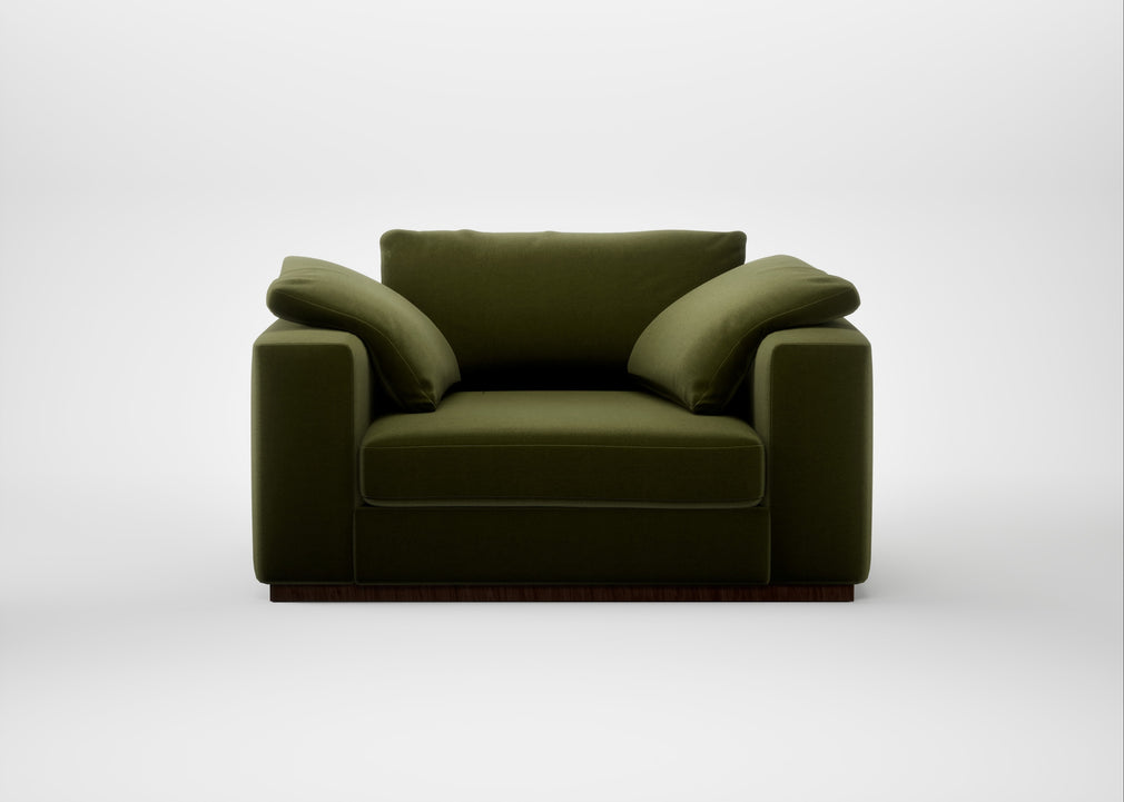 Trento Loveseat Cotton Velvet Evergreen