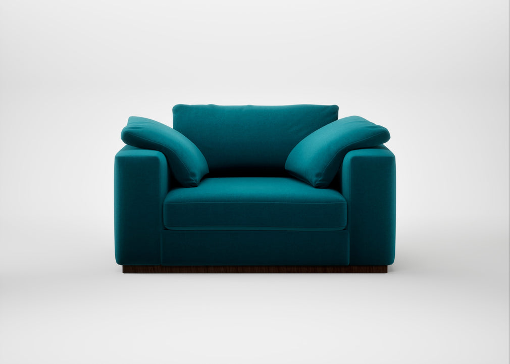 Trento Loveseat Cotton Velvet Teal