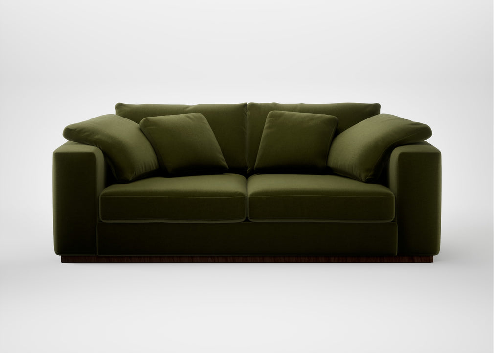 Trento 3 Seater Sofa Cotton Velvet Evergreen