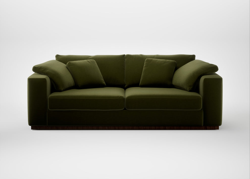 Trento 4 Seater Sofa Cotton Velvet Evergreen