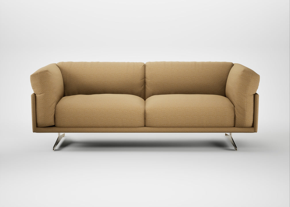 Novara 3 Seater Sofa Boucle Tweed Citrine / Stainless Steel