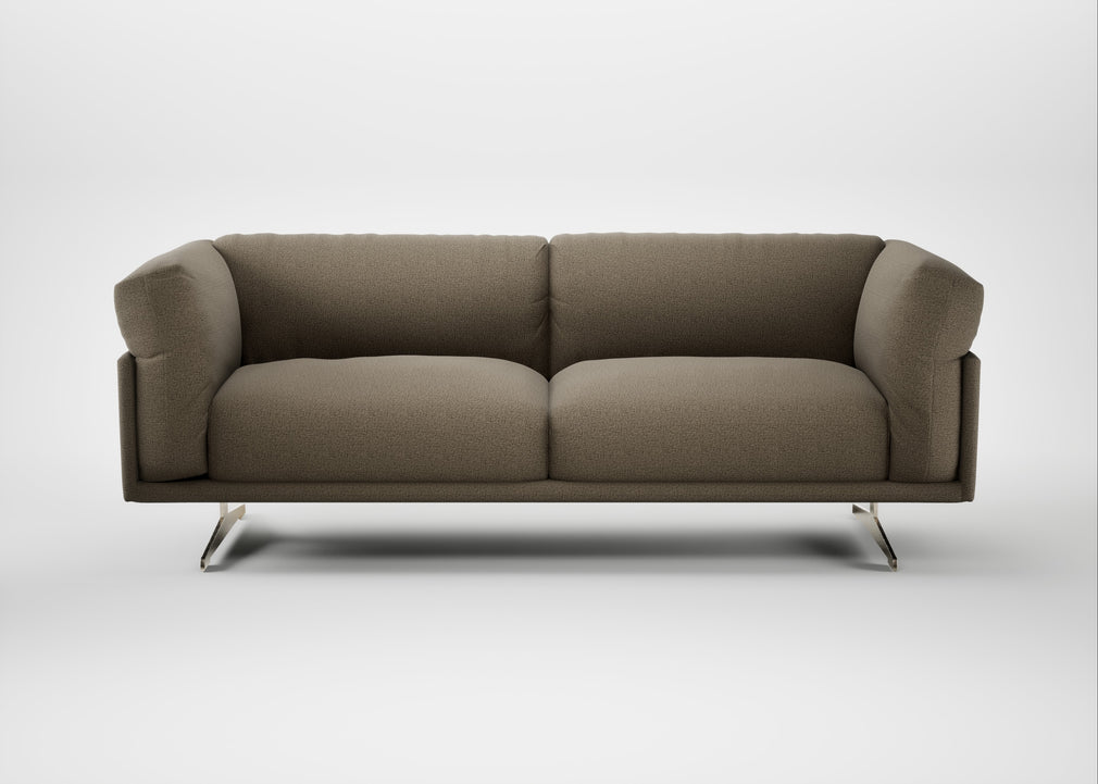 Novara 3 Seater Sofa Boucle Velvet Rocky / Stainless Steel