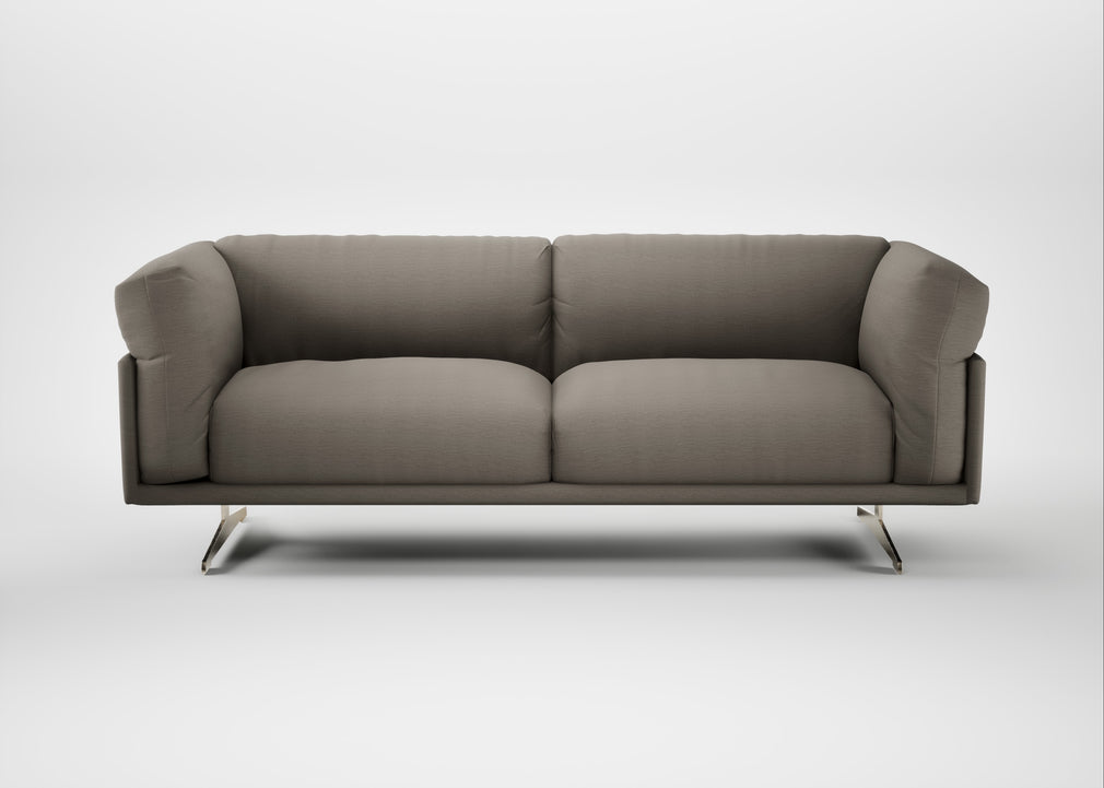 Novara 3 Seater Sofa Broad Weave Pebble / Stainless Steel
