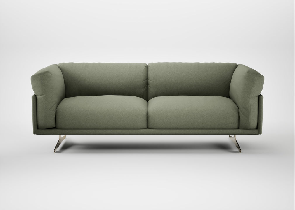 Novara 3 Seater Sofa Capelo Linen-Cotton Sage / Stainless Steel