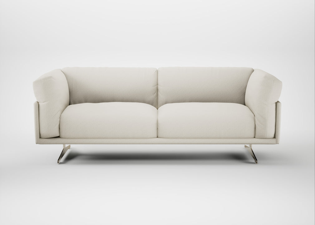 Novara 3 Seater Sofa Chunky Boucle Ecru / Stainless Steel