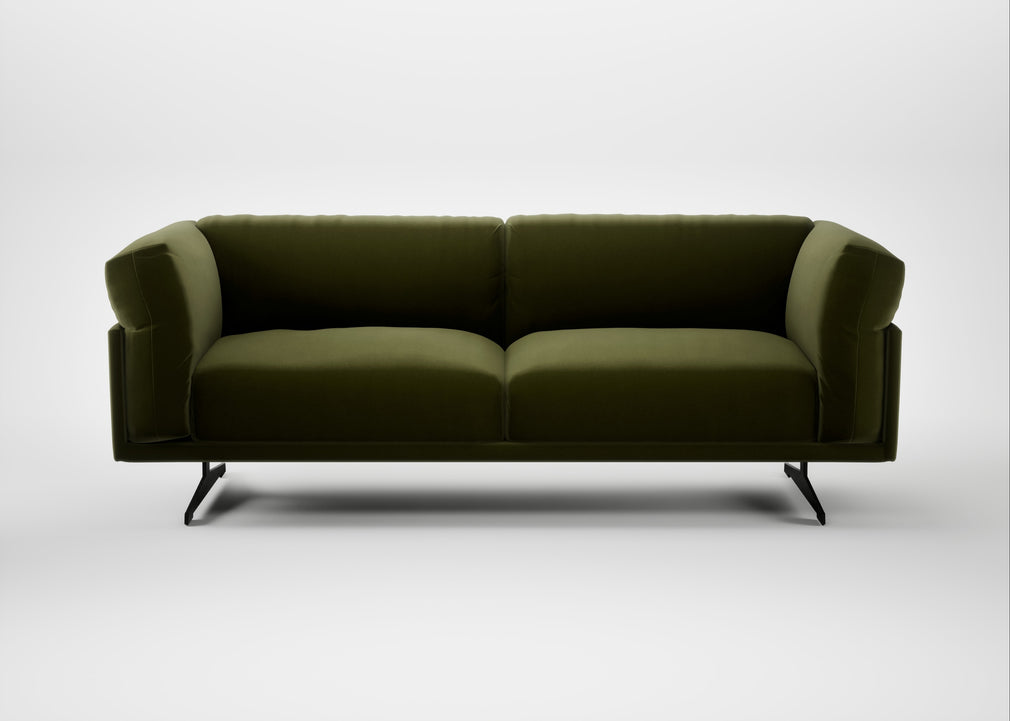 Novara 3 Seater Sofa Cotton Velvet Evergreen / Black