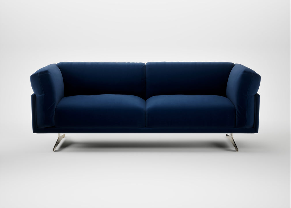Novara 3 Seater Sofa Cotton Velvet Midnight / Stainless Steel