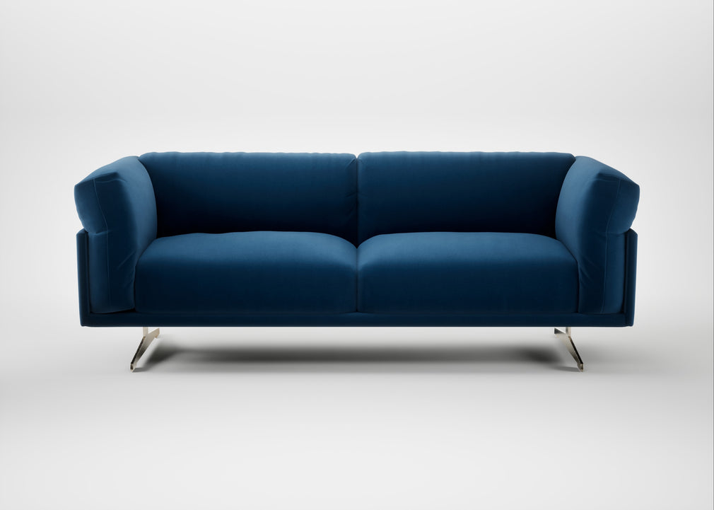 Novara 3 Seater Sofa Cotton Velvet Petrol / Stainless Steel