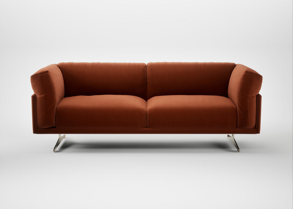 Novara 3 Seater Sofa Cotton Velvet Russet / Stainless Steel