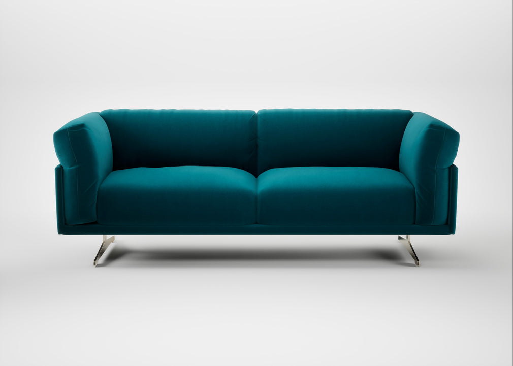 Novara 3 Seater Sofa Cotton Velvet Teal / Stainless Steel
