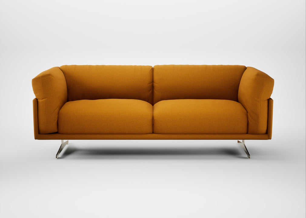 Novara 3 Seater Sofa Loop Twill Ochre / Stainless Steel