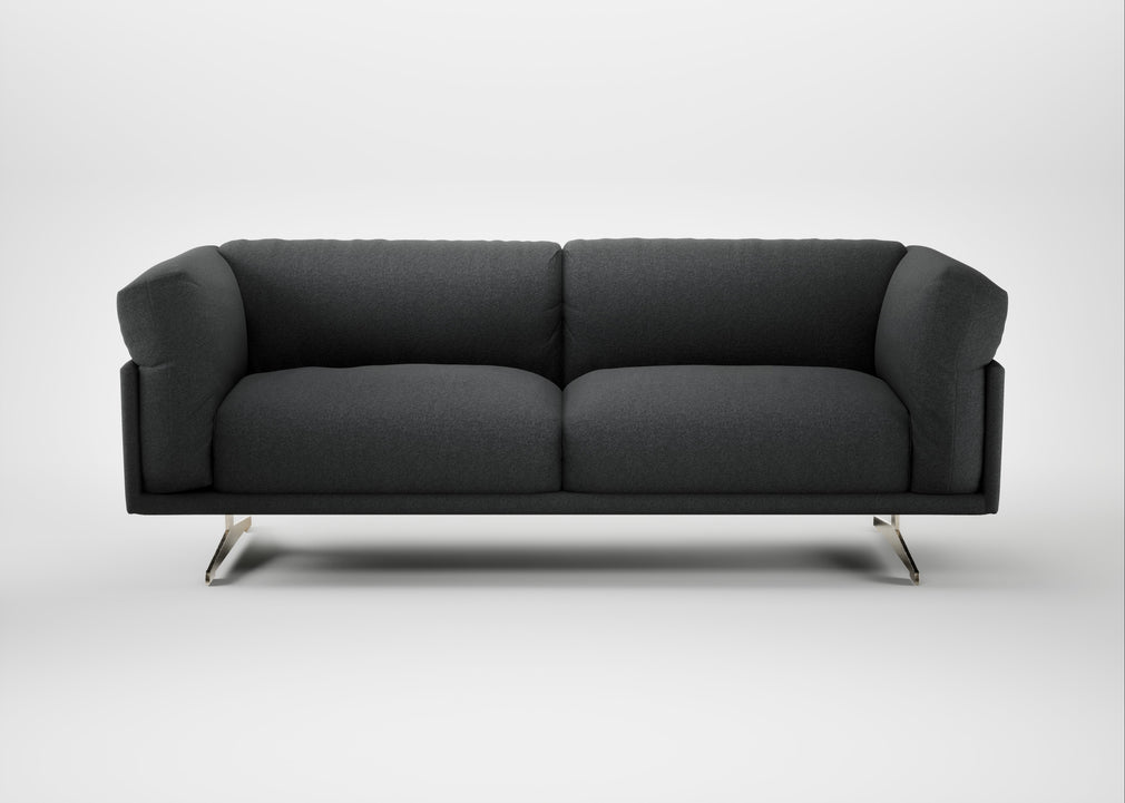 Novara 3 Seater Sofa Melton Wool Granite / Stainless Steel