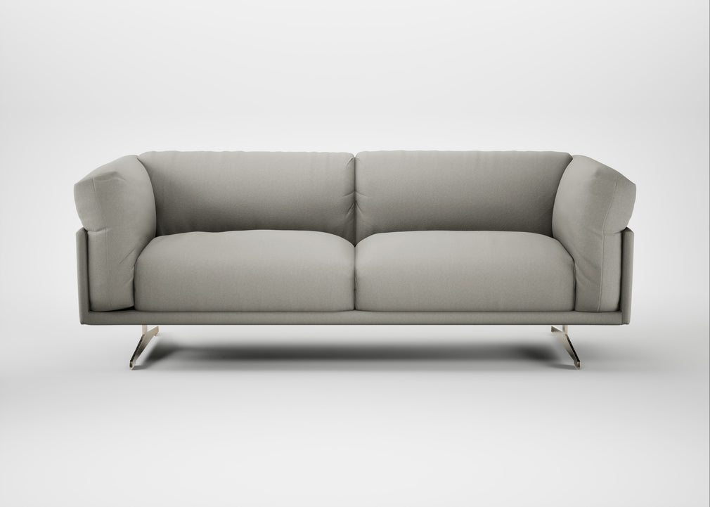 Novara 3 Seater Sofa Melton Wool Limestone / Stainless Steel