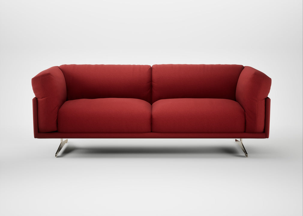 Novara 3 Seater Sofa Melton Wool Red Oxide / Stainless Steel