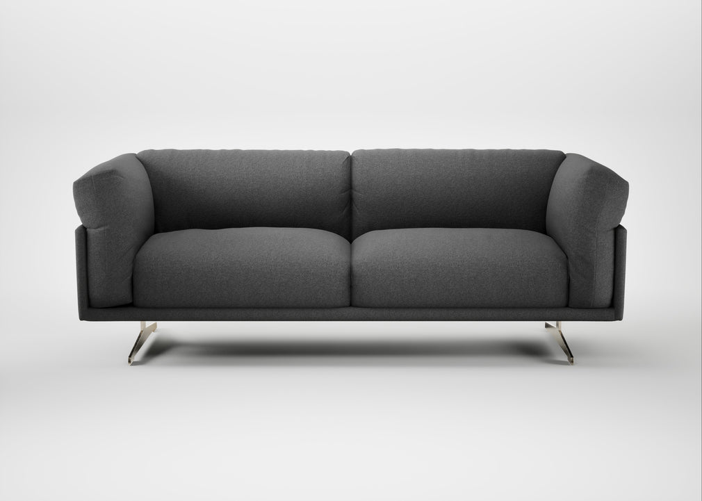 Novara 3 Seater Sofa Melton Wool Shale / Stainless Steel