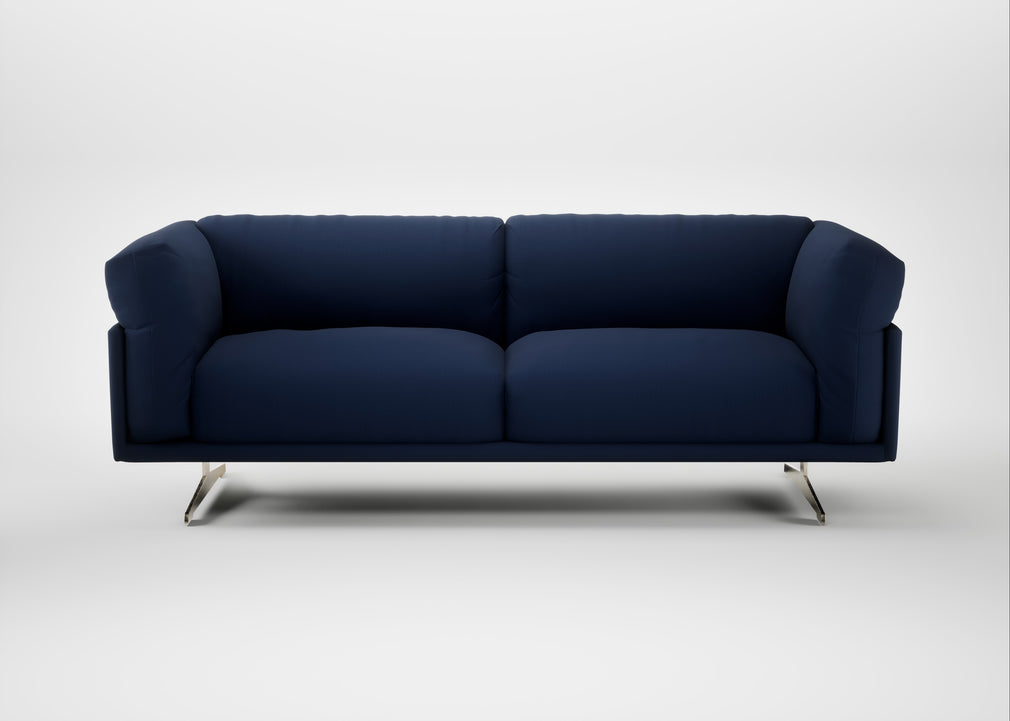 Novara 3 Seater Sofa Smart Cotton Linen Indigo / Stainless Steel