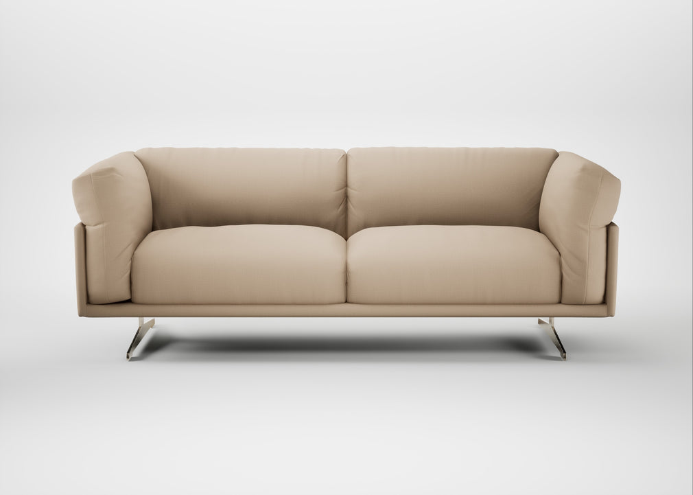 Novara 3 Seater Sofa Smart Cotton Linen Rice / Stainless Steel
