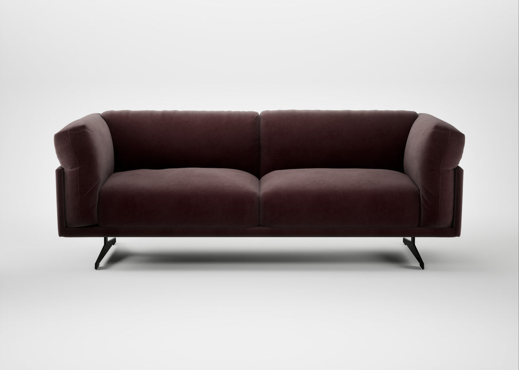 Novara 3 Seater Sofa Smart Luxe Velvet Acorn / Black