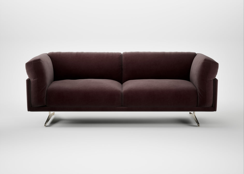 Novara 3 Seater Sofa Smart Luxe Velvet Acorn / Stainless Steel