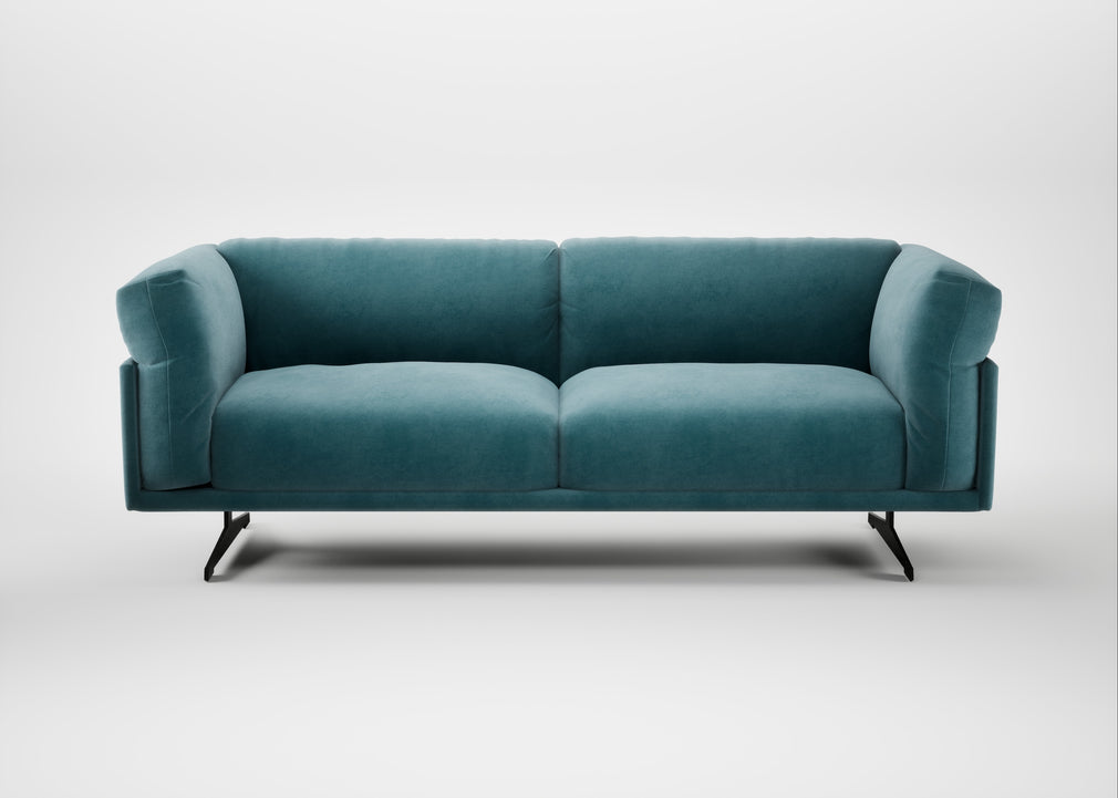 Novara 3 Seater Sofa Smart Luxe Velvet Airforce Blue / Black