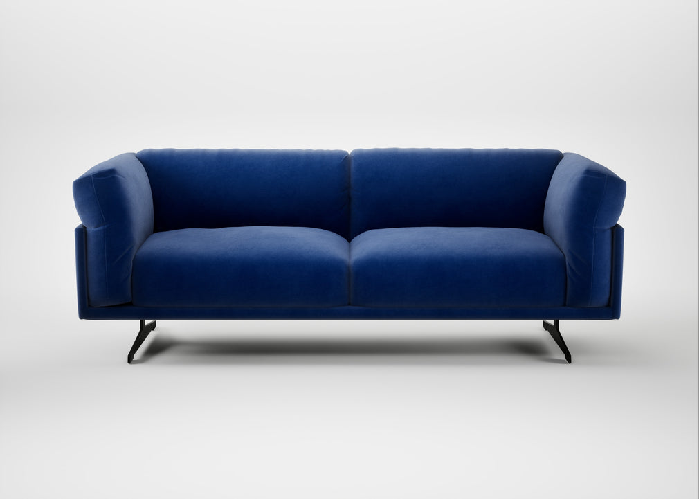 Novara 3 Seater Sofa Smart Luxe Velvet Azure / Black