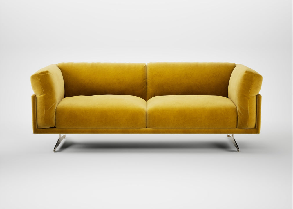 Novara 3 Seater Sofa Smart Luxe Velvet Canary / Stainless Steel