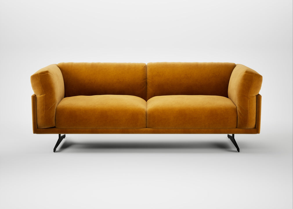 Novara 3 Seater Sofa Smart Luxe Velvet Cognac / Black