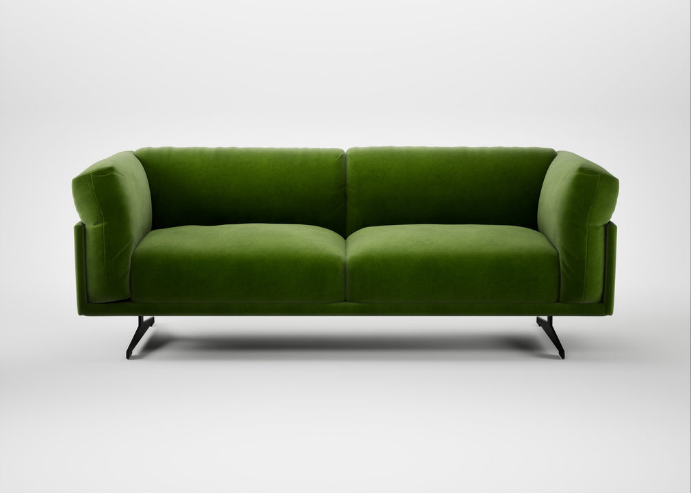 Novara 3 Seater Sofa Smart Luxe Velvet Grass / Black