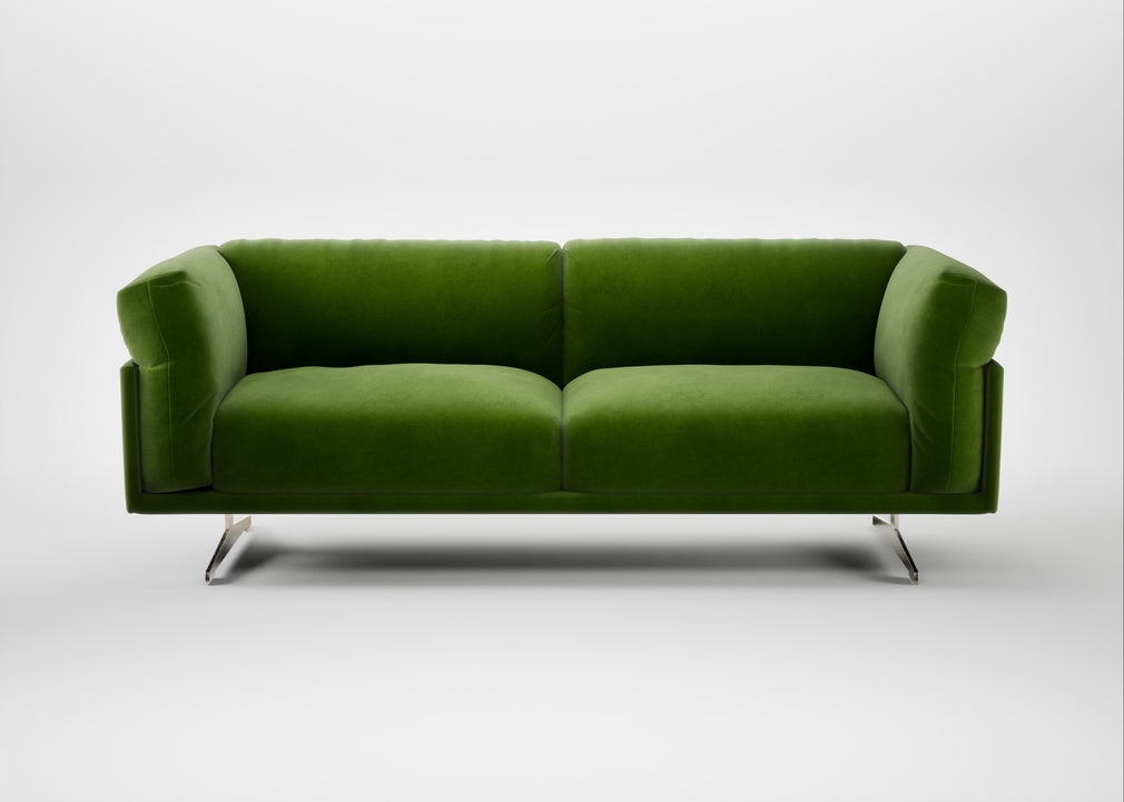 Novara 3 Seater Sofa Smart Luxe Velvet Grass / Stainless Steel