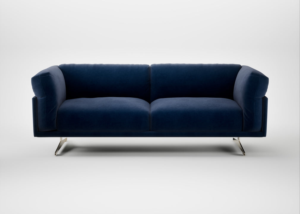 Novara 3 Seater Sofa Smart Luxe Velvet Midnight / Stainless Steel
