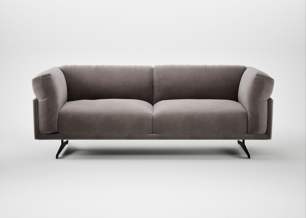 Novara 3 Seater Sofa Smart Luxe Velvet Mushroom / Black