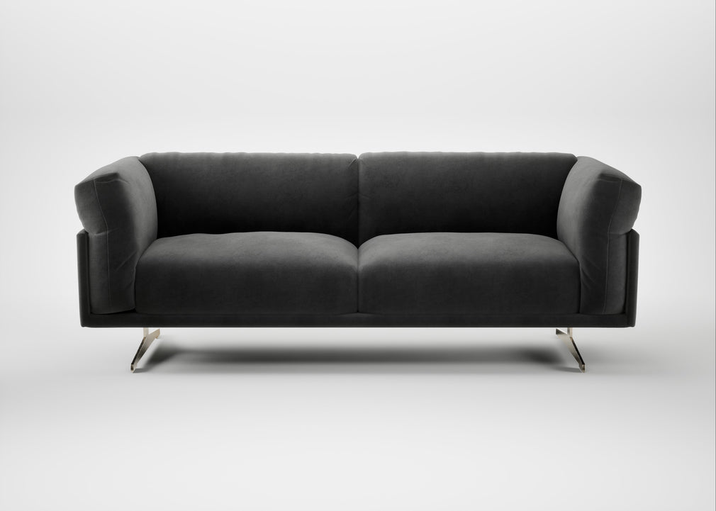 Novara 3 Seater Sofa Smart Luxe Velvet Nickel / Stainless Steel
