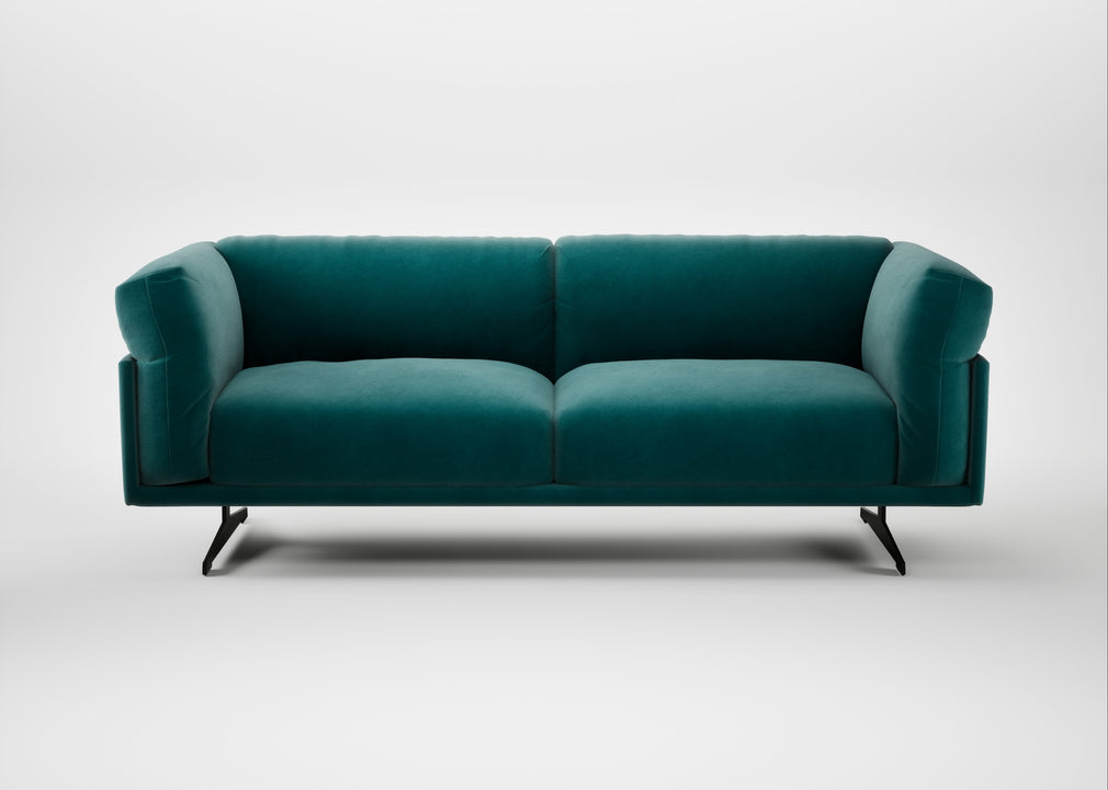 Novara 3 Seater Sofa Smart Luxe Velvet Ocean Green / Black