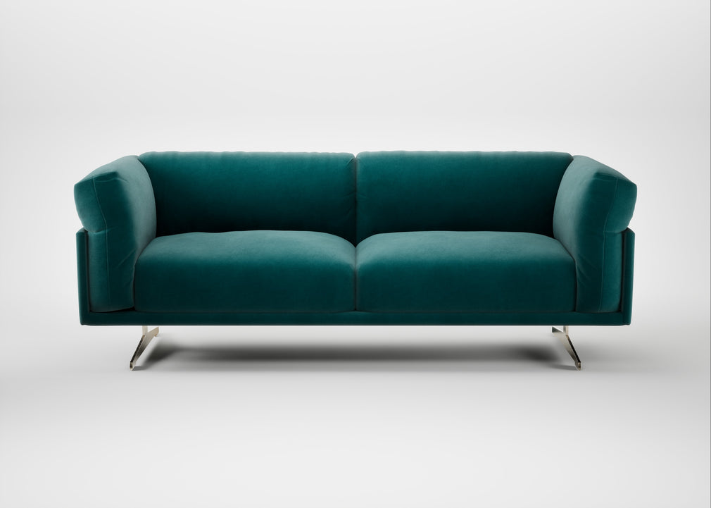 Novara 3 Seater Sofa Smart Luxe Velvet Ocean Green / Stainless Steel