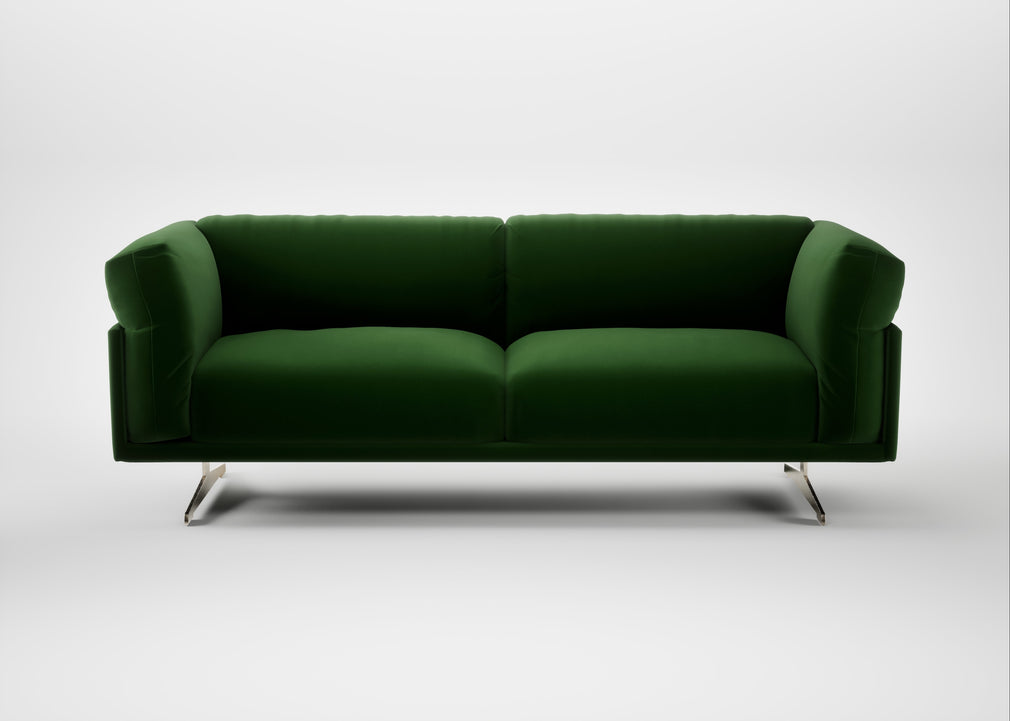 Novara 3 Seater Sofa Smart Velvet Forest / Stainless Steel