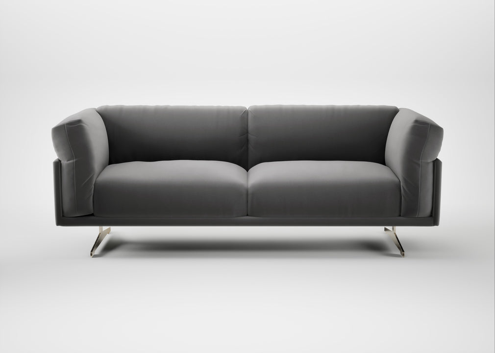 Novara 3 Seater Sofa Smart Velvet Mercury / Stainless Steel