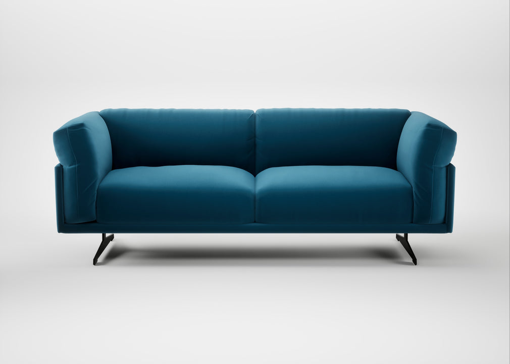 Novara 3 Seater Sofa Smart Velvet Ocean Blue / Black