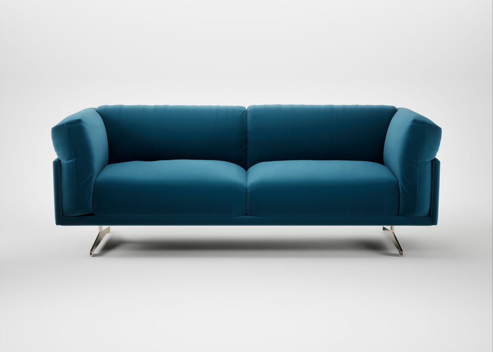 Novara 3 Seater Sofa Smart Velvet Ocean Blue / Stainless Steel