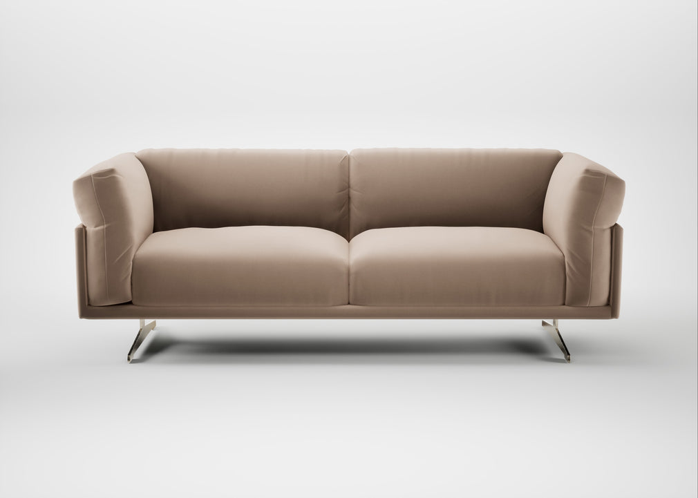 Novara 3 Seater Sofa Smart Velvet Pebble / Stainless Steel