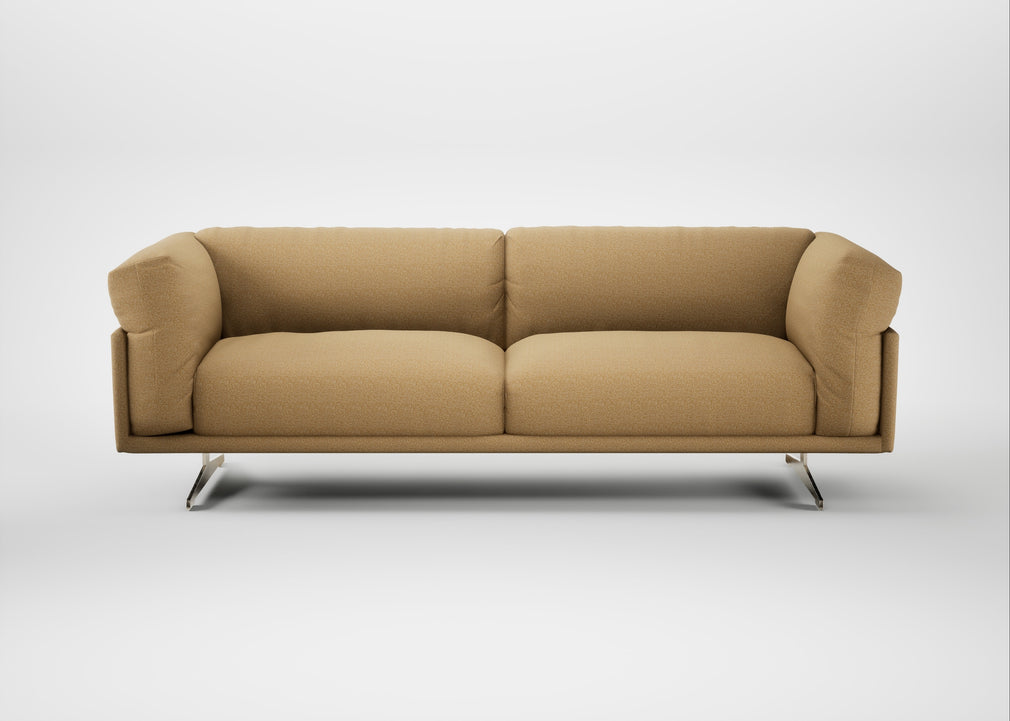 Novara 4 Seater Sofa Boucle Tweed Citrine / Stainless Steel
