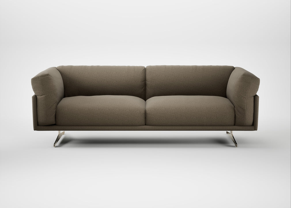 Novara 4 Seater Sofa Boucle Velvet Rocky / Stainless Steel