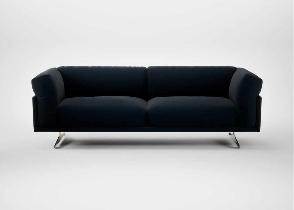 Novara 4 Seater Sofa Boucle Velvet Space / Stainless Steel