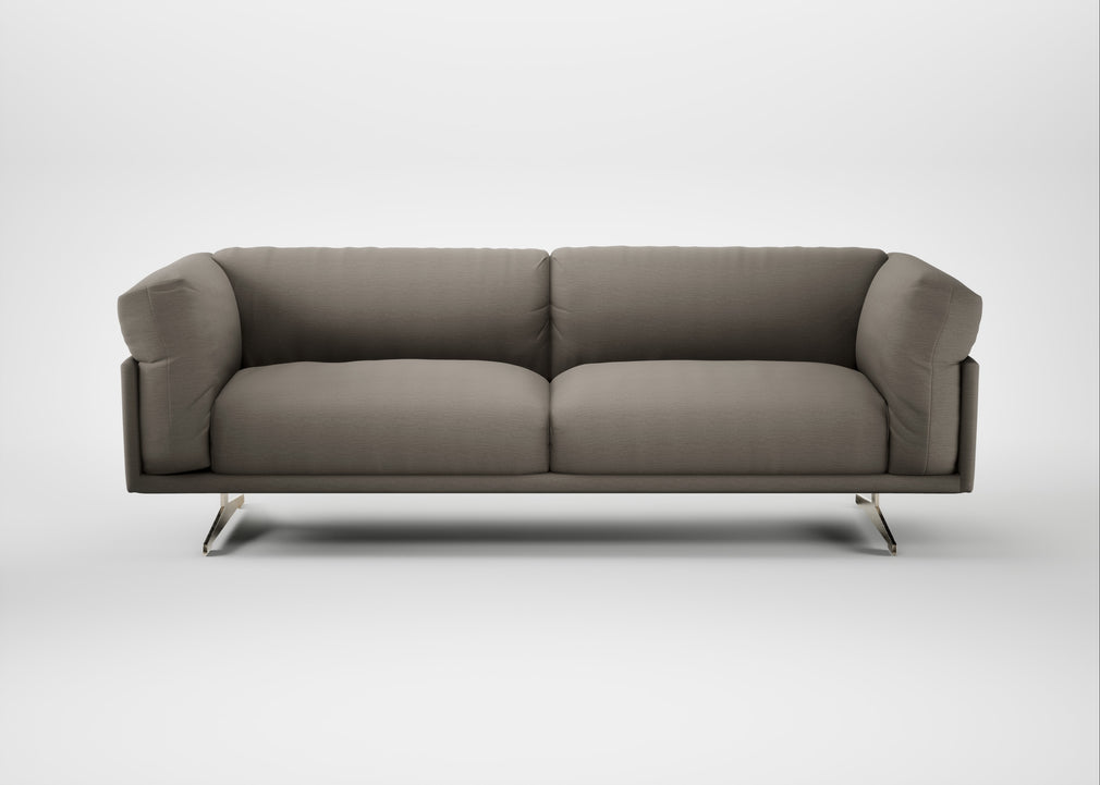 Novara 4 Seater Sofa Broad Weave Pebble / Stainless Steel