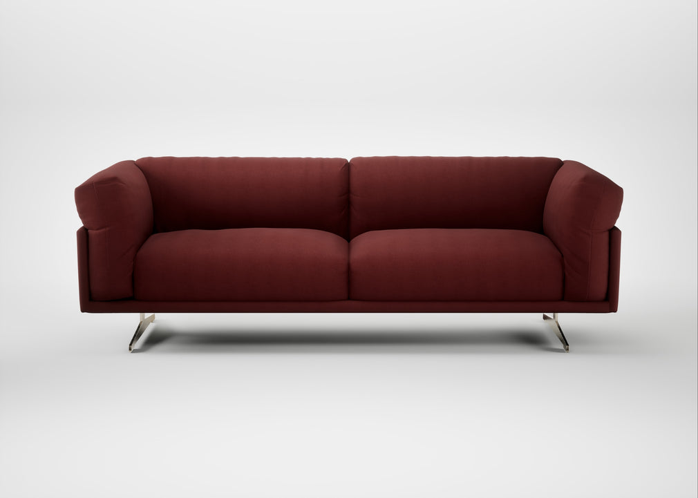 Novara 4 Seater Sofa Capelo Linen-Cotton Etruscan Red / Stainless Steel