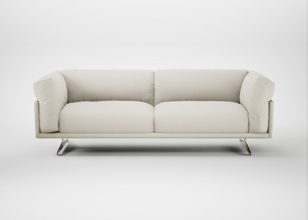 Novara 4 Seater Sofa Chunky Boucle Ecru / Stainless Steel